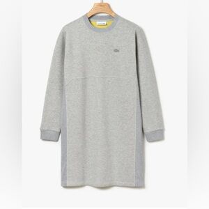 Lacoste Womens Long Sleeve Crew Neck Double Face Stretch Poly Cotton Dress
